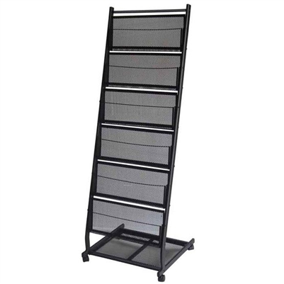 Modular Magazine Rack Sizes 6-Pocket Mobile Stand Magazine Rack - Large